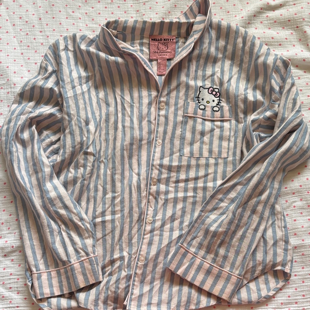 Hello Kitty Pink and Blue Striped Shirt
